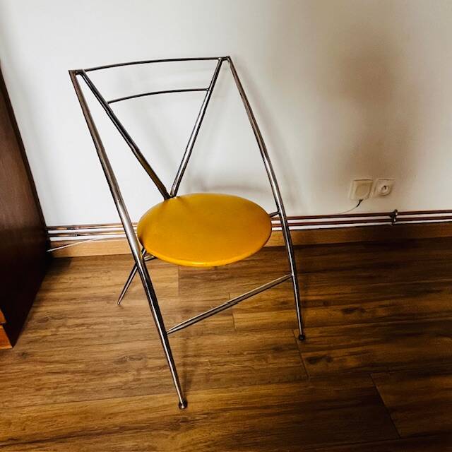 Yamakado chair, chrome and yellow skai