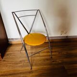 Chaise yamakado, chrome et skaï jaune