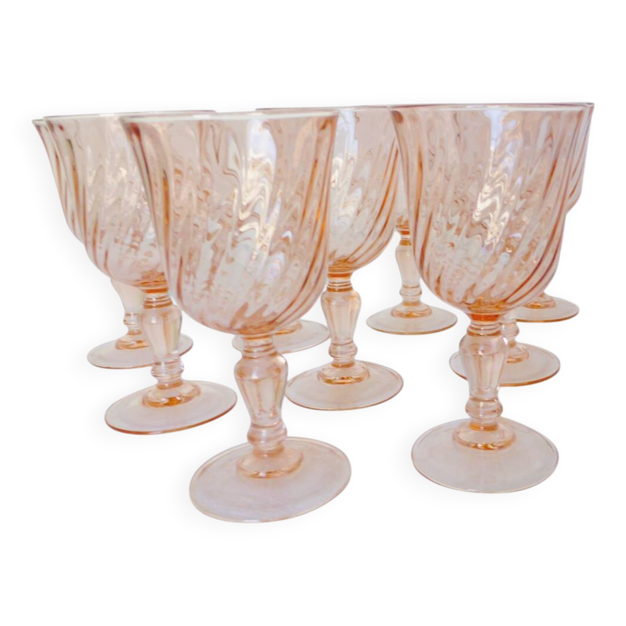 11 Arcoroc Rosaline stemmed glasses in pink glass 2106182