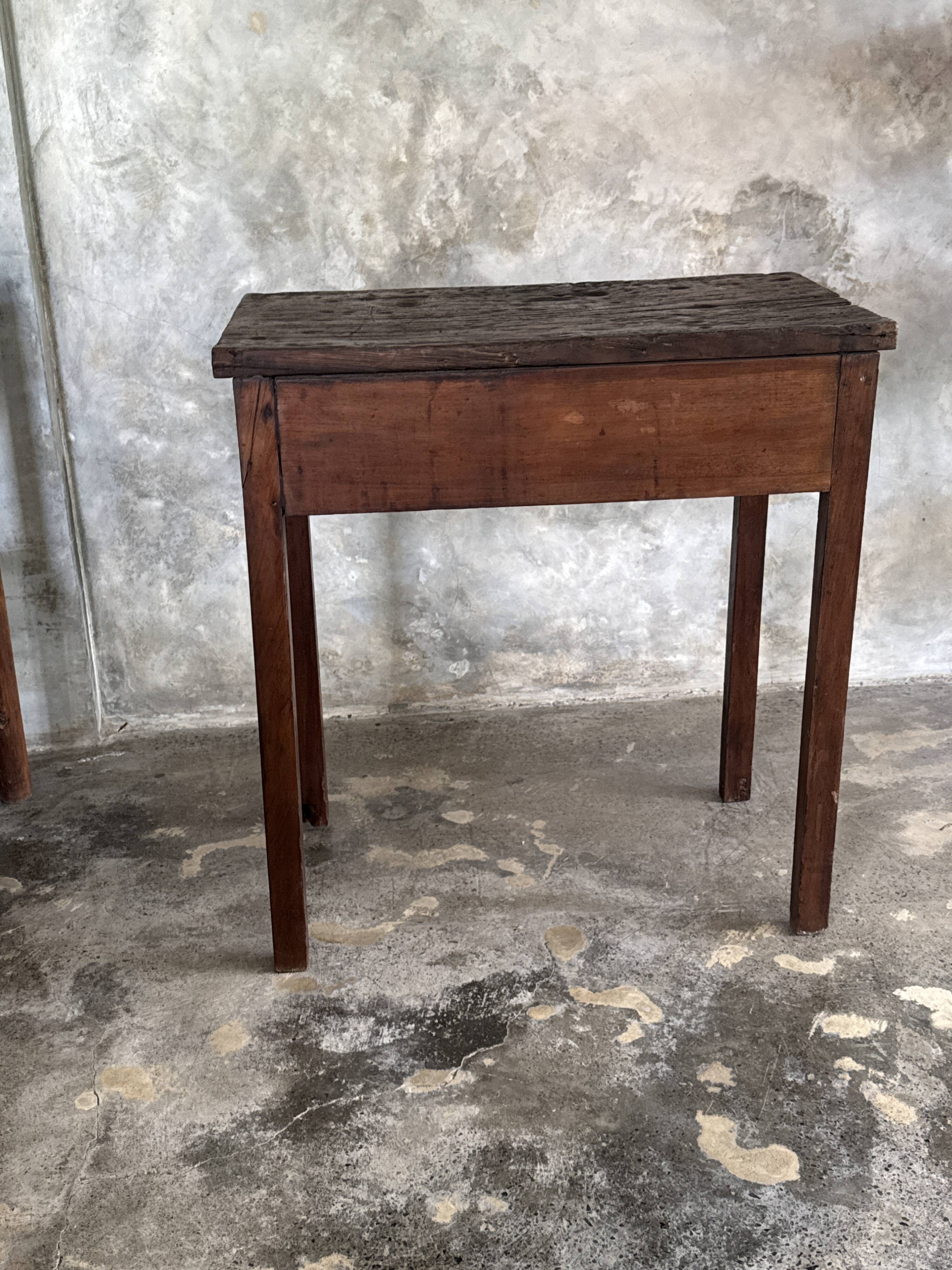 Antique Indonesian teak workbench with one drawer H82.5 L76x49.