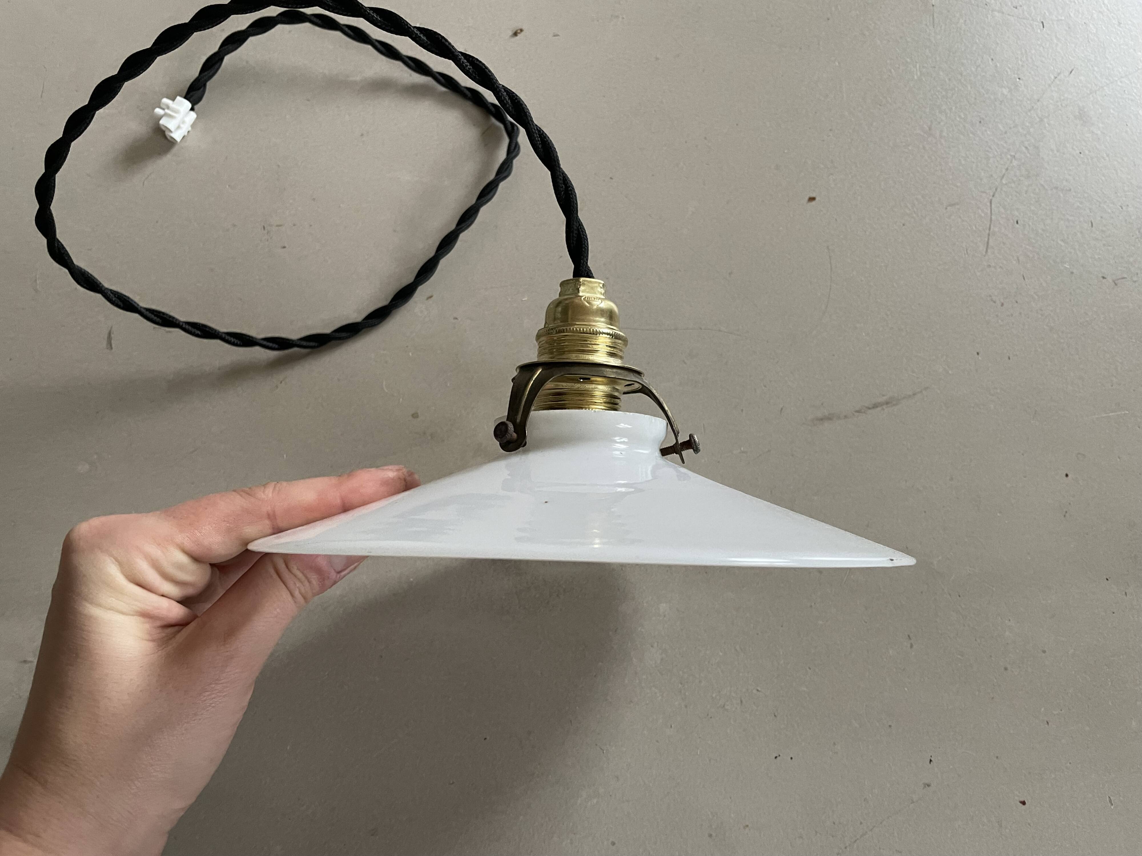 Small old opaline pendant light D20cm