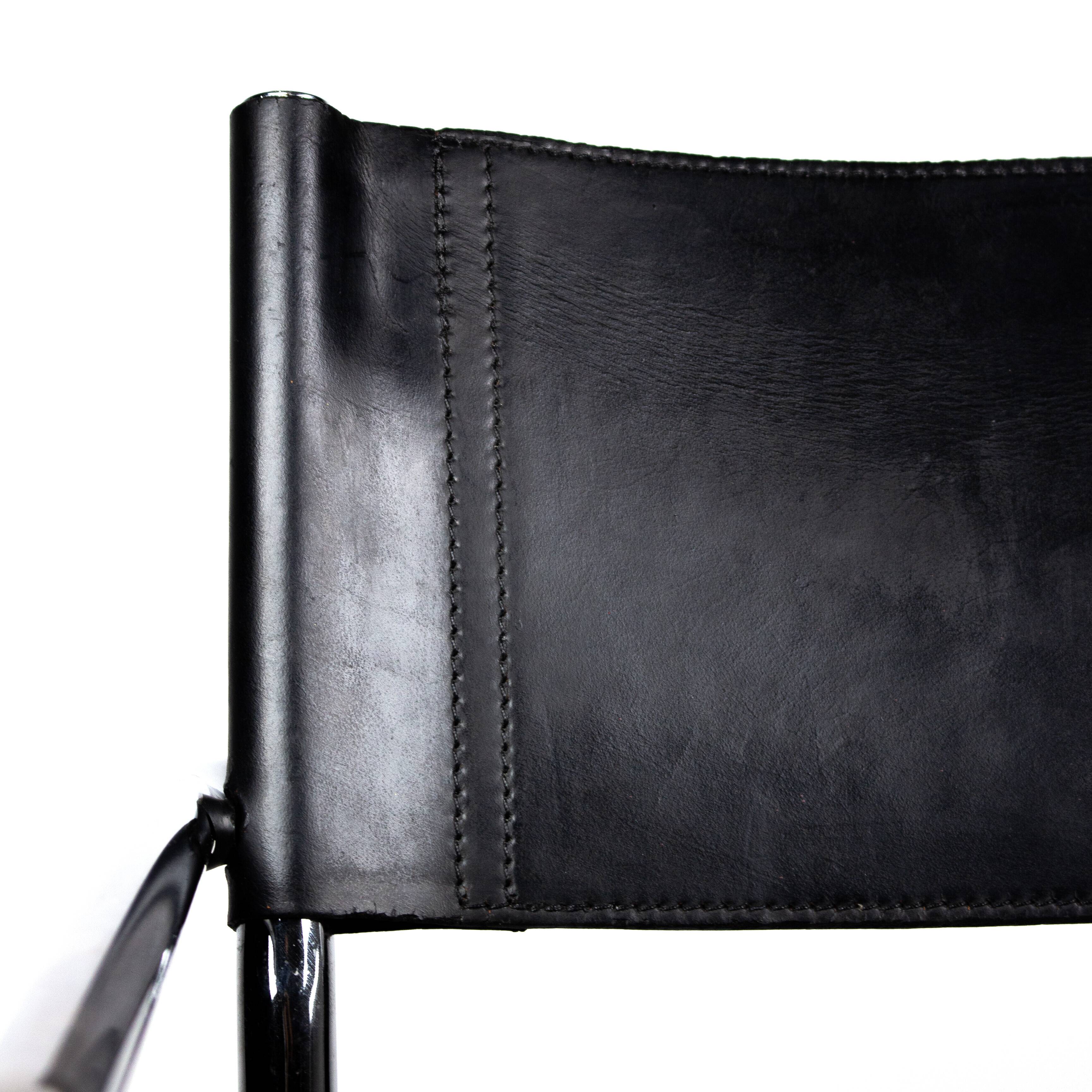 Pair of Matteo Grassi MG5 chairs in black leather and chrome