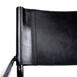 Pair of Matteo Grassi MG5 chairs in black leather and chrome