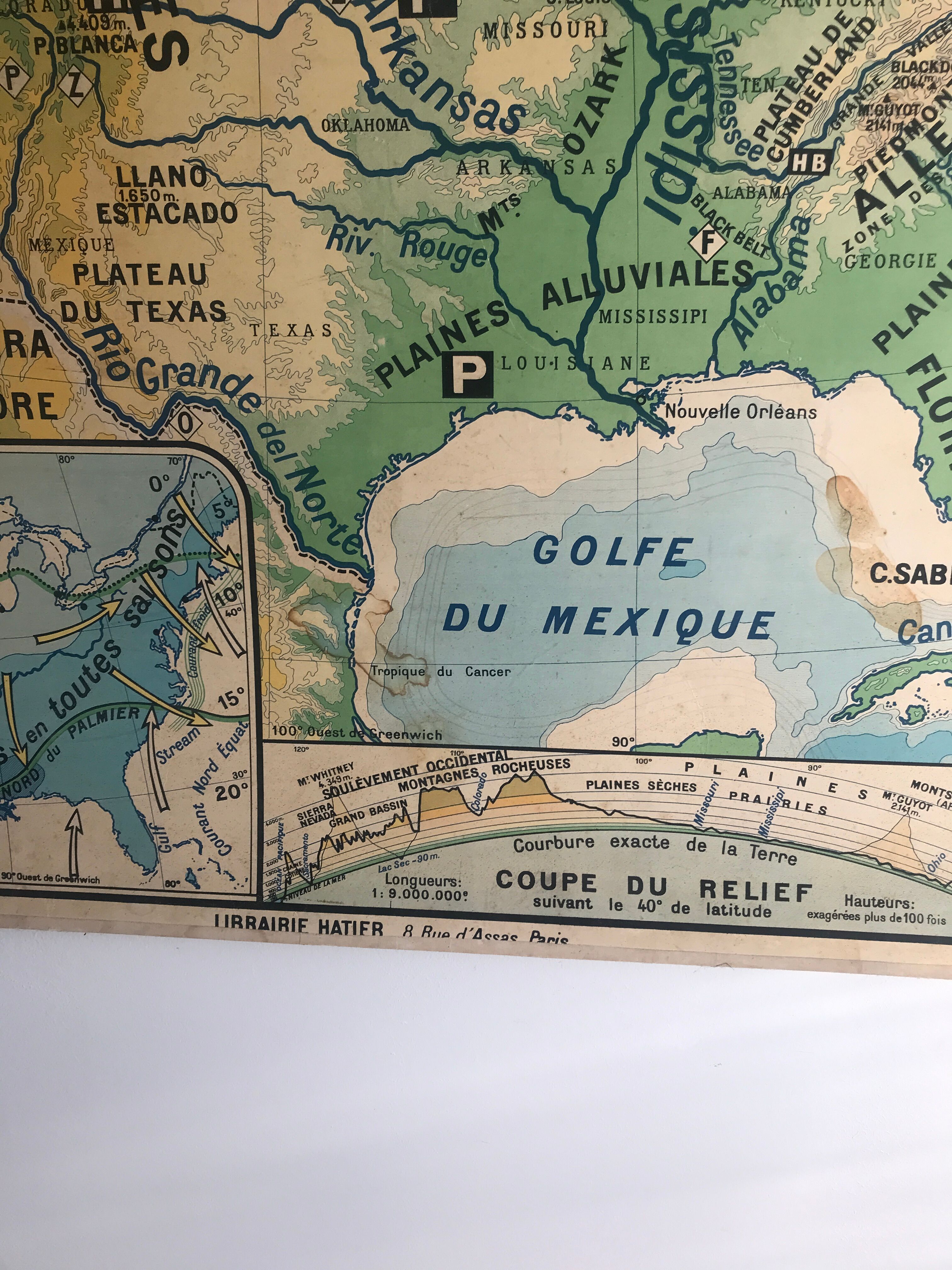 Vintage school map United States N°33 Editions Hatier by M.Peyre
