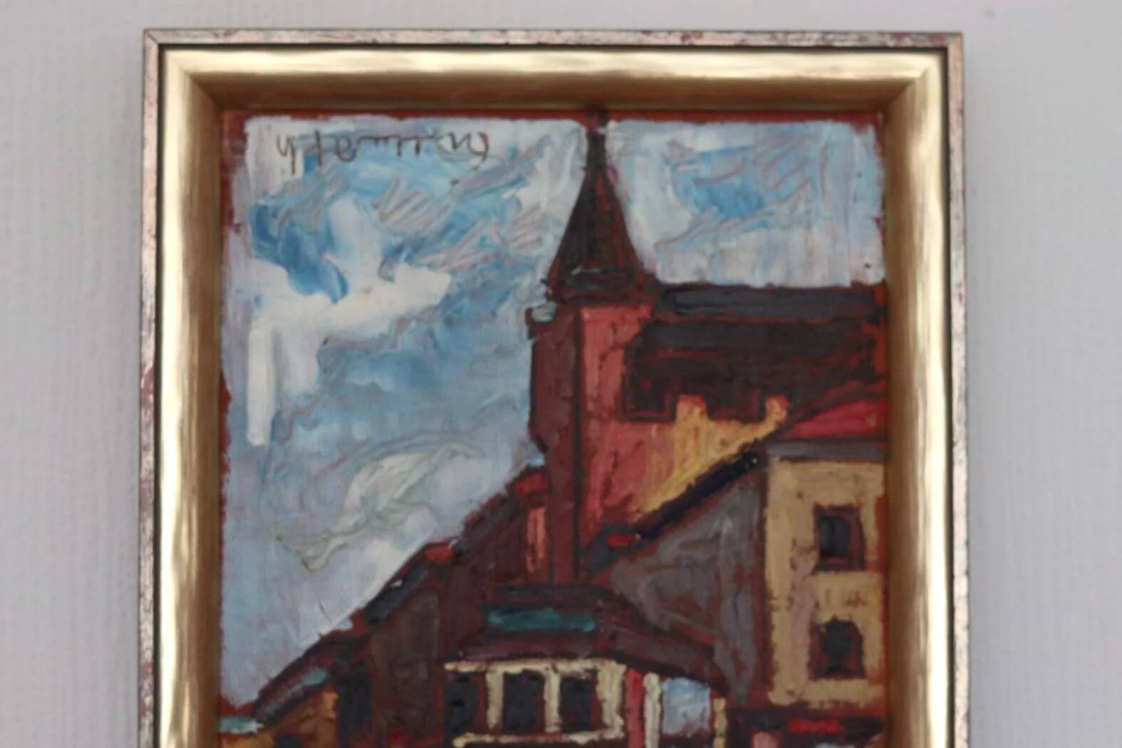 Original Mid Century Swedish Oil on Panel – “City II” by Wilhelm Henning –