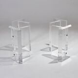 Table basse en lucite et verre, karl springer, 1970s