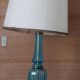 Lampe ; piètement en verre bleu et laiton doré
