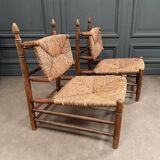 Pair of 20th century straw armchairs