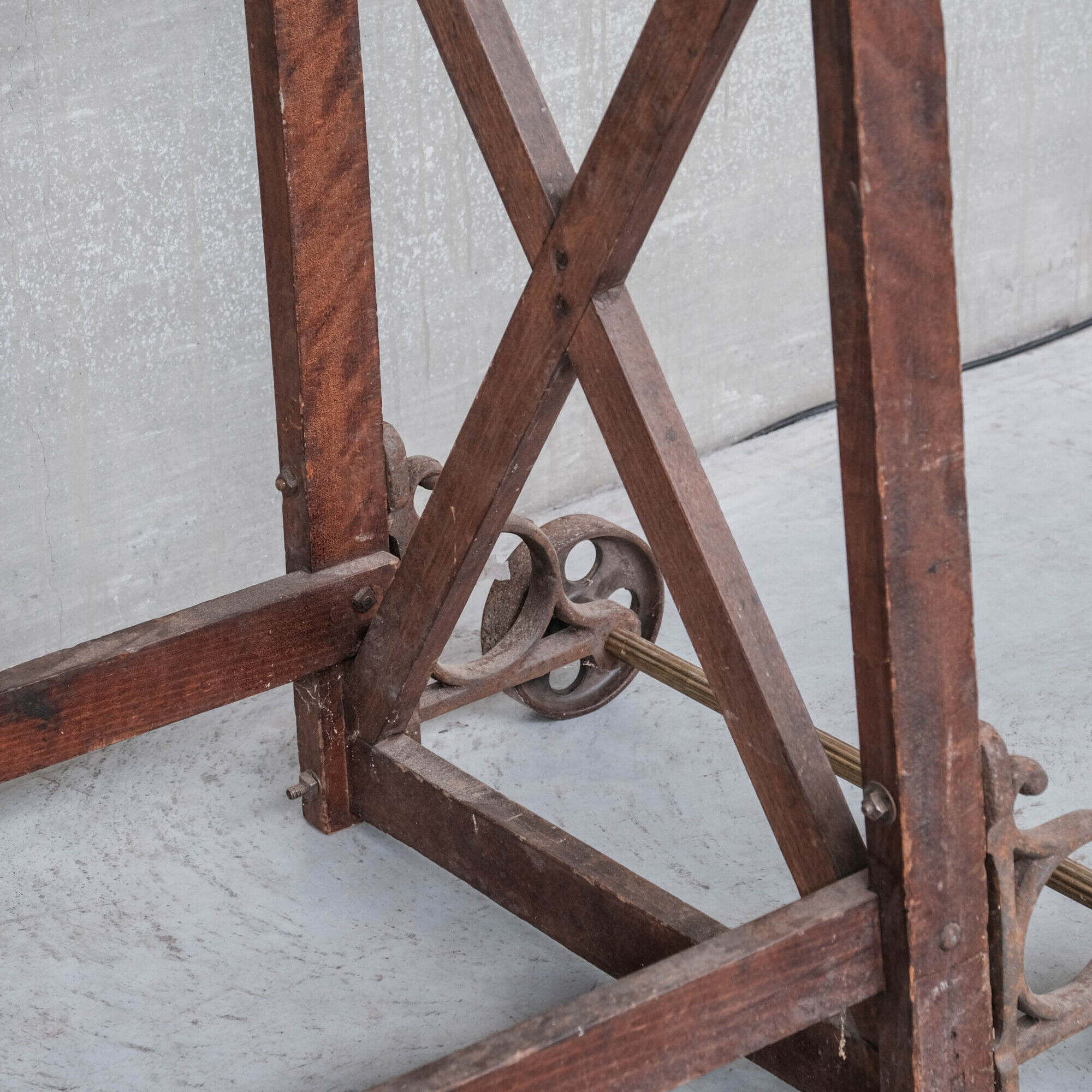 Antique industrial wooden french staircase