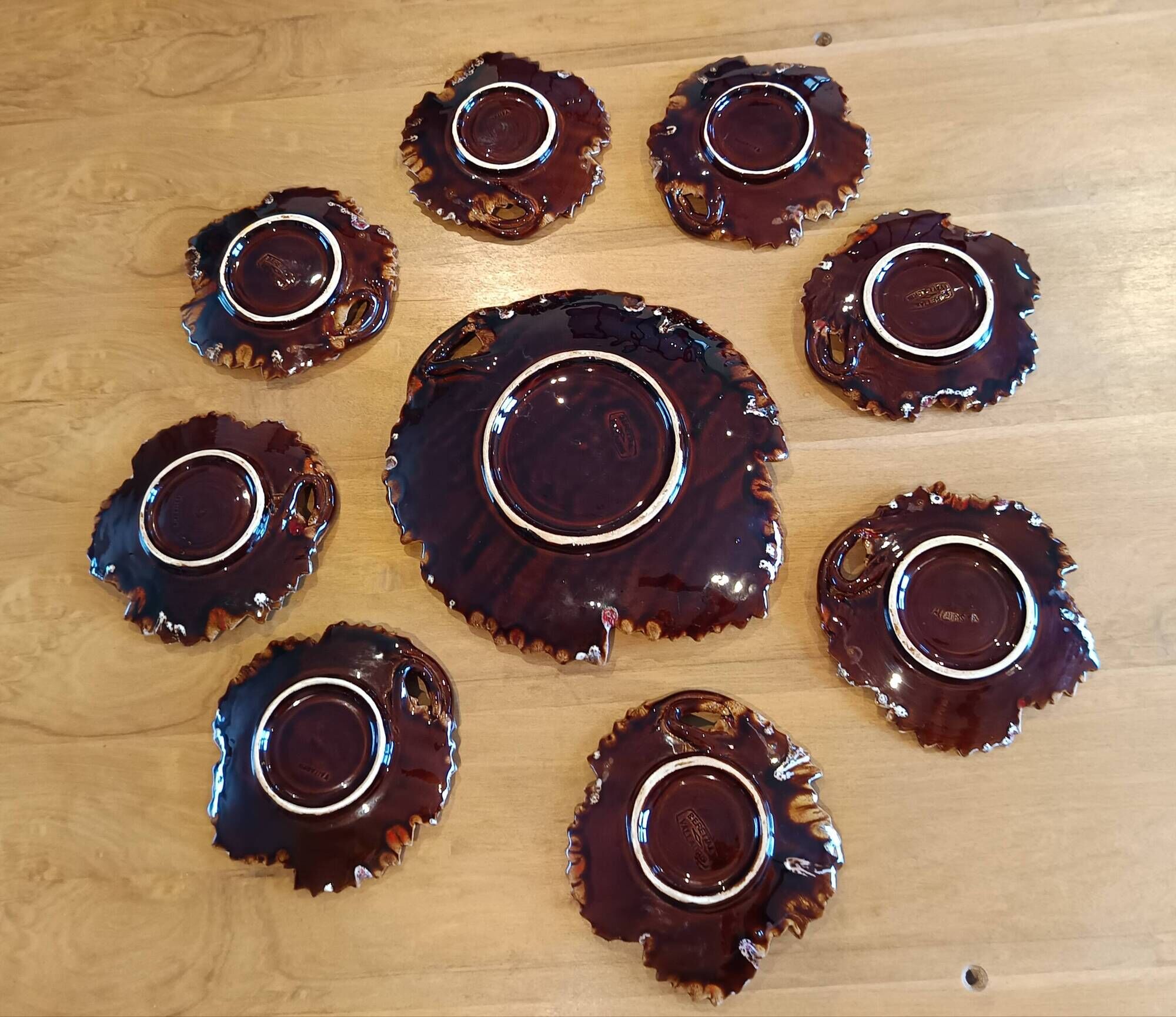 Vallauris Beretta service vine leaves - vintage 1950/1960 - 9 pieces