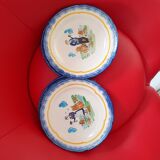 Set de 4 assiettes à dessert peintes main. "Pornic".