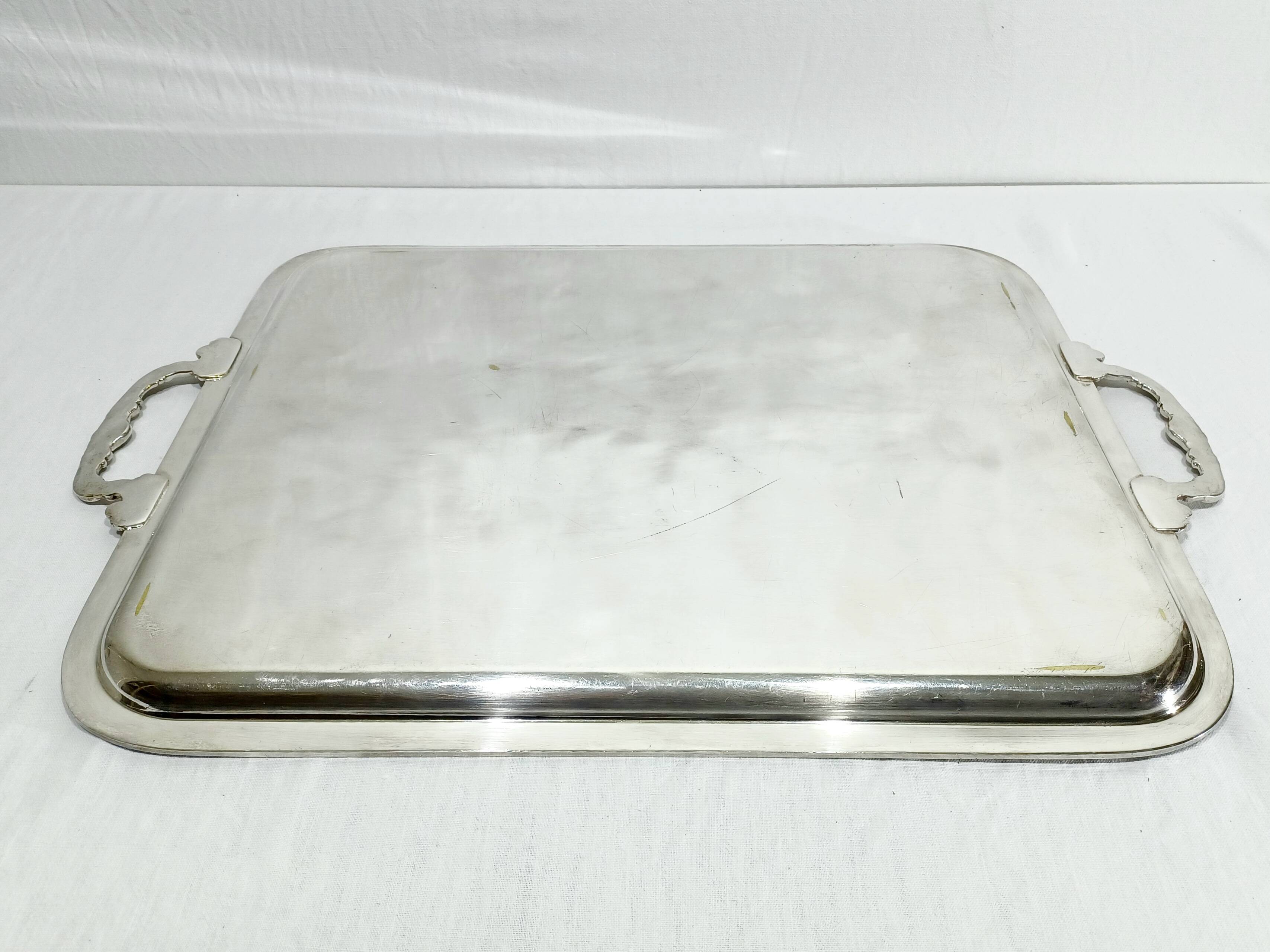 Silver-plated tray with handles
