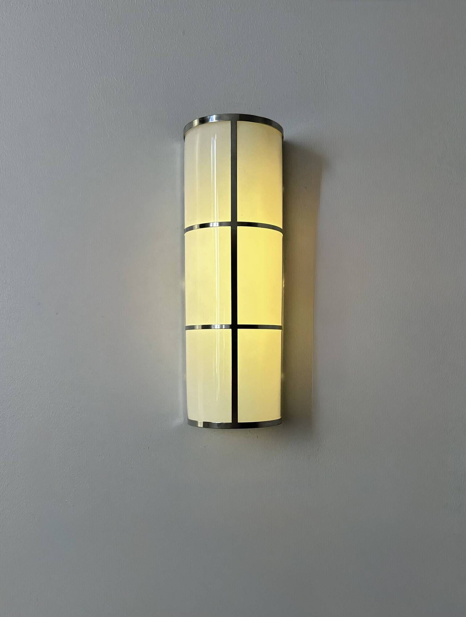 Pair of vintage wall lights, chrome and perspex, France, 1980