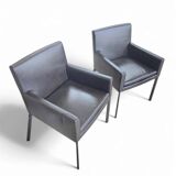 2 x Manet Minotti arm chairs 1990s / dark brown leather / chrome height 83