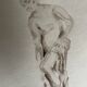 Tableau signé aquarelle monochrome étude dessin statue musée classique « sortie du bain »