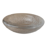 Vintage Murano Glass Ashtray: Clear and Iced Glass, Round, Italy 1970s - Glass Art Centerpiece