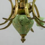 Neoclassical Style 8-Iight Italian Porcelain and Brass Chandelier, 1960s