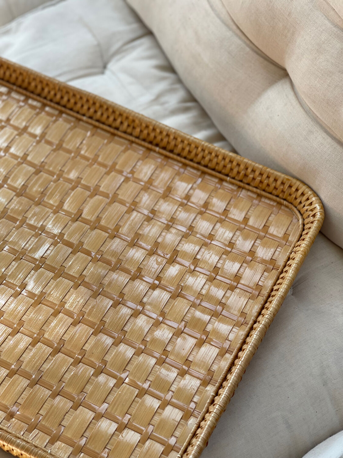 Vintage rattan tray