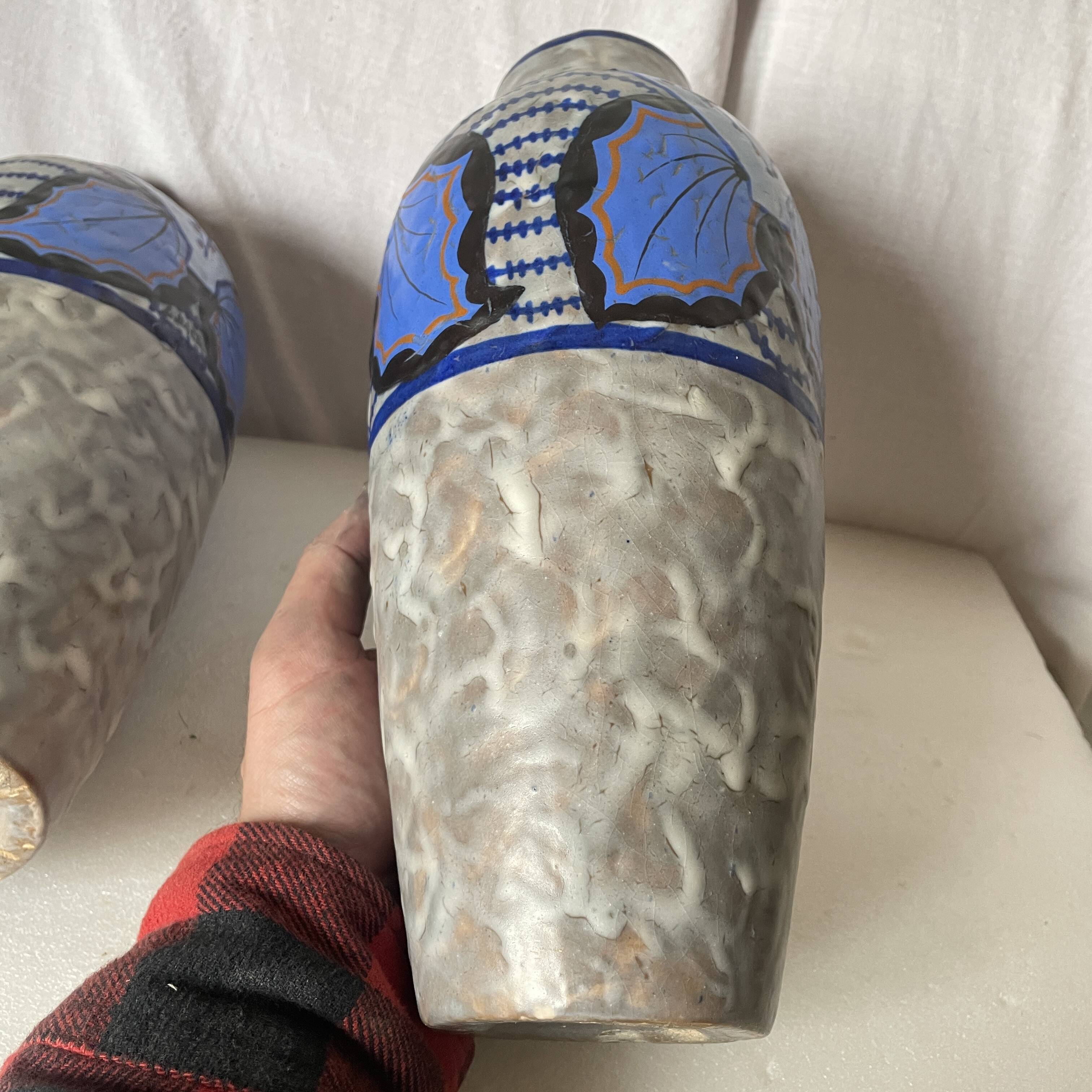 Pair of Papillon vases by Louis Dage art deco