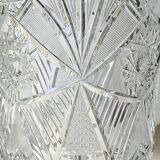 Vintage Bohemian crystal vase, sophisticated, geometric star patterns, high 25 cm