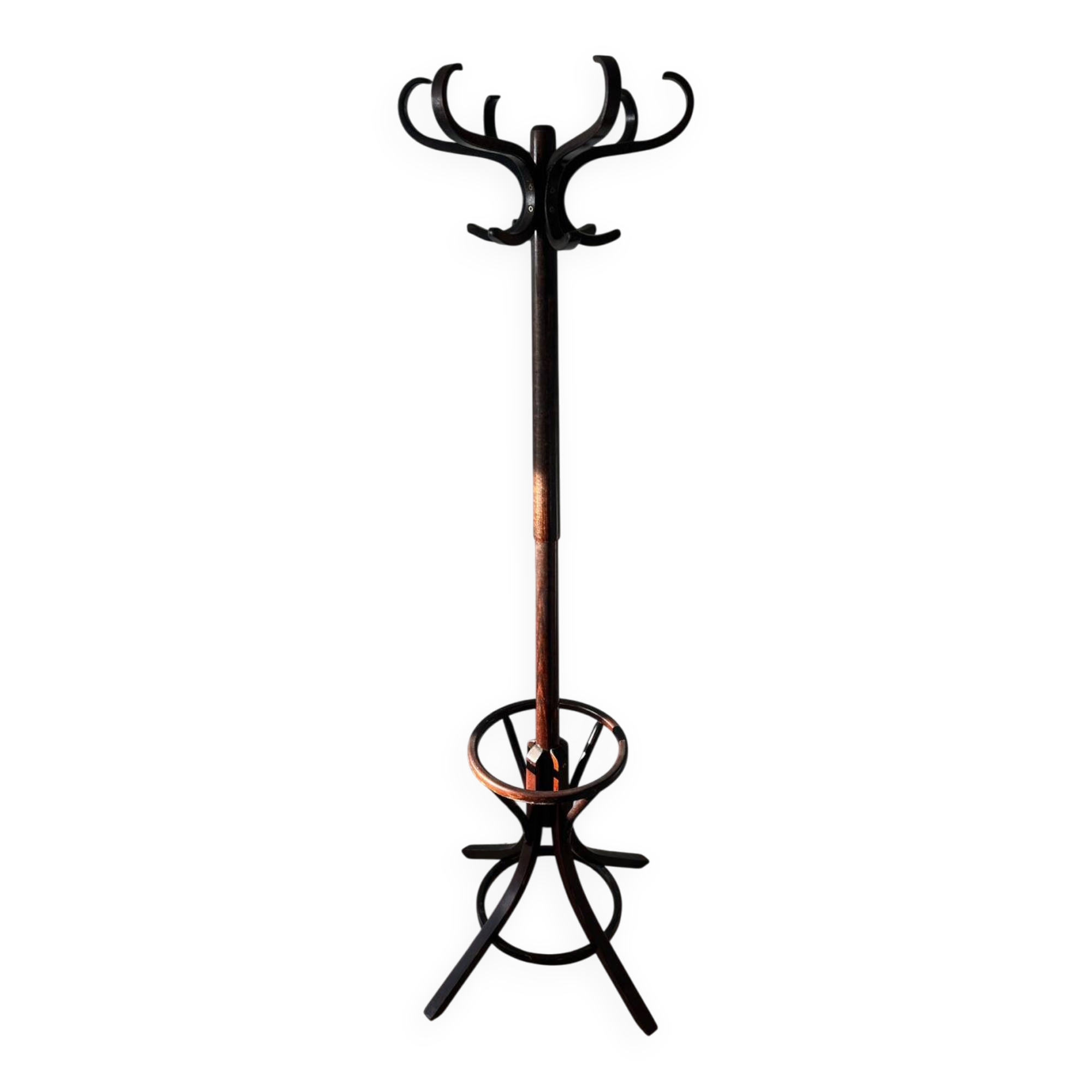 Baumann style 1960 swivel parrot coat rack in bent wood