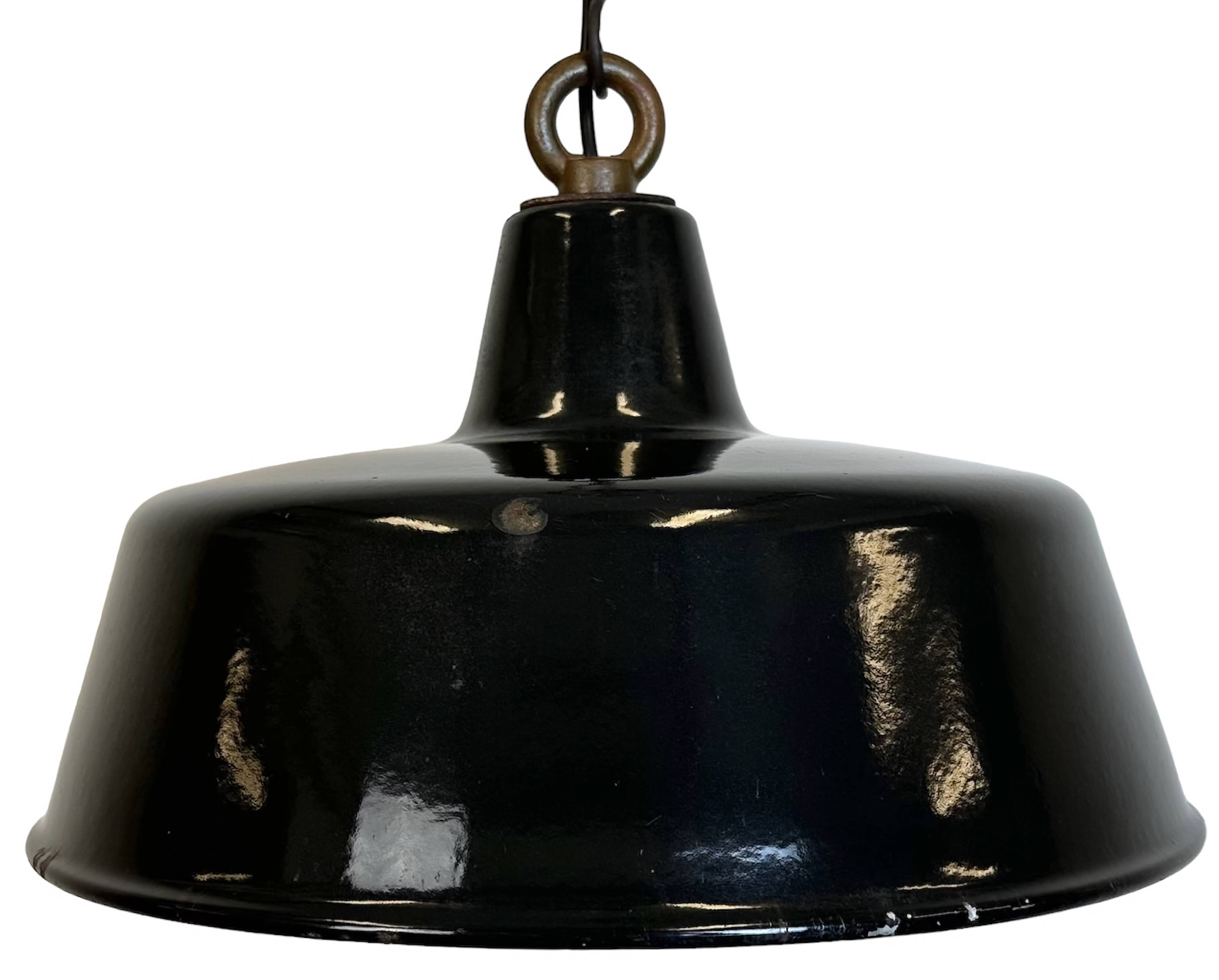 Black enamel industrial pendant lamp, 1950s