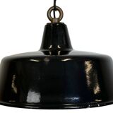 Black enamel industrial pendant lamp, 1950s