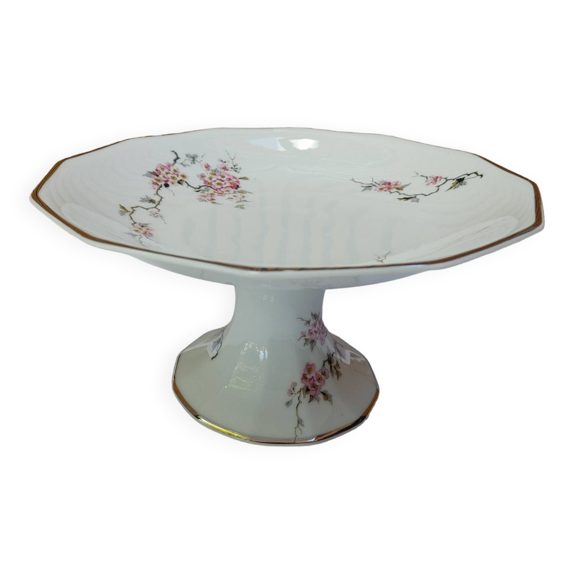 Limoges Old Compotier bowl on foot Japanese decor