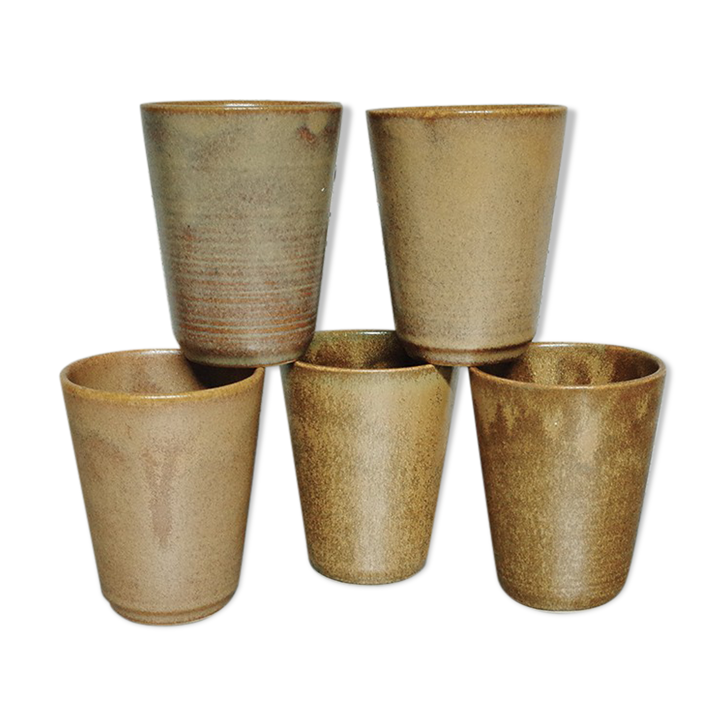Set of 5 coffee cups in digoin sandstone color "bronze"