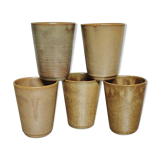 Set of 5 coffee cups in digoin sandstone color "bronze"