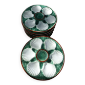 11 assiettes à coquillages en barbotines vertes