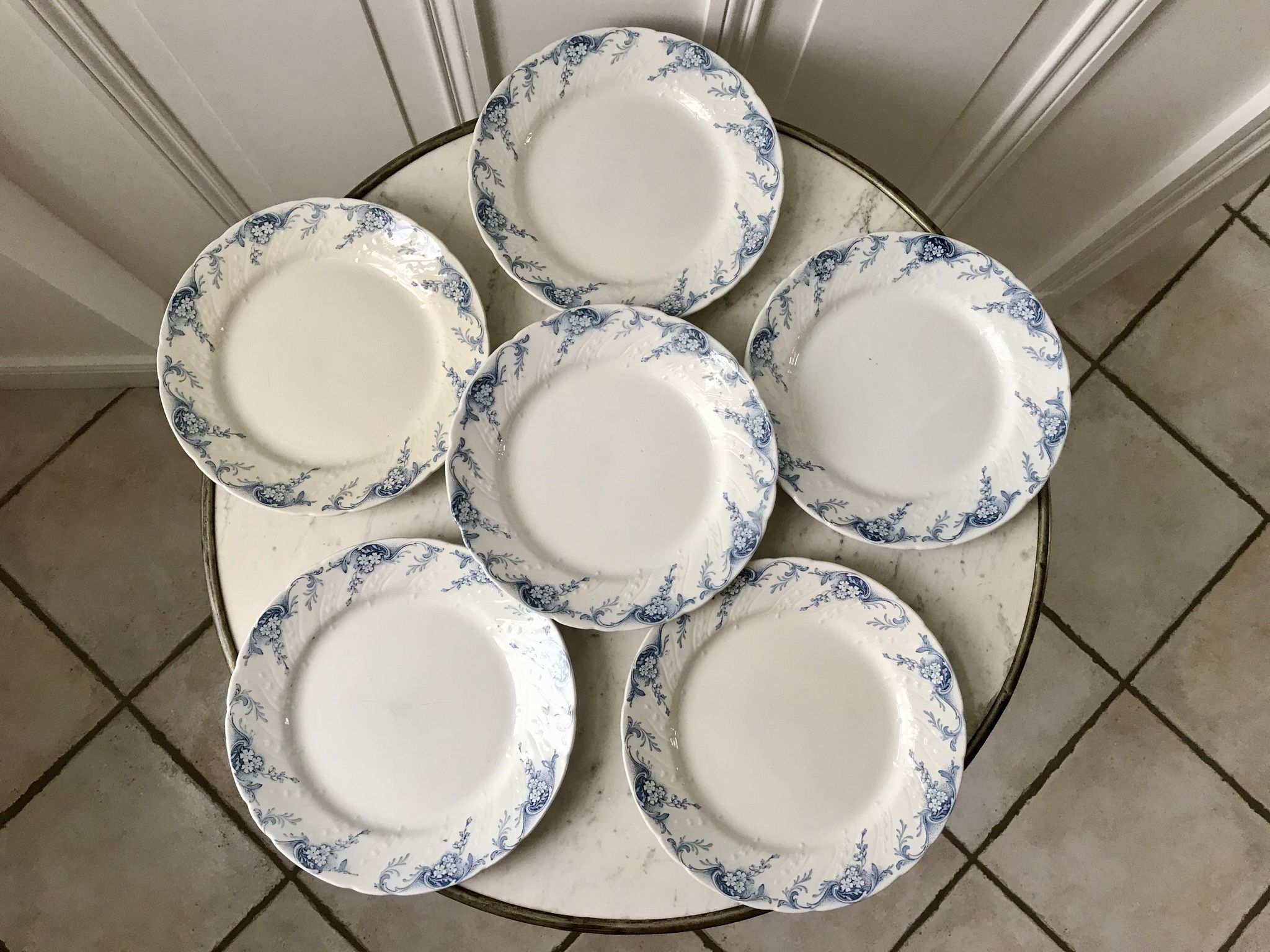 set of dessert plates in K&G Lunéville Iron Earth model "Angèle" late 19th century