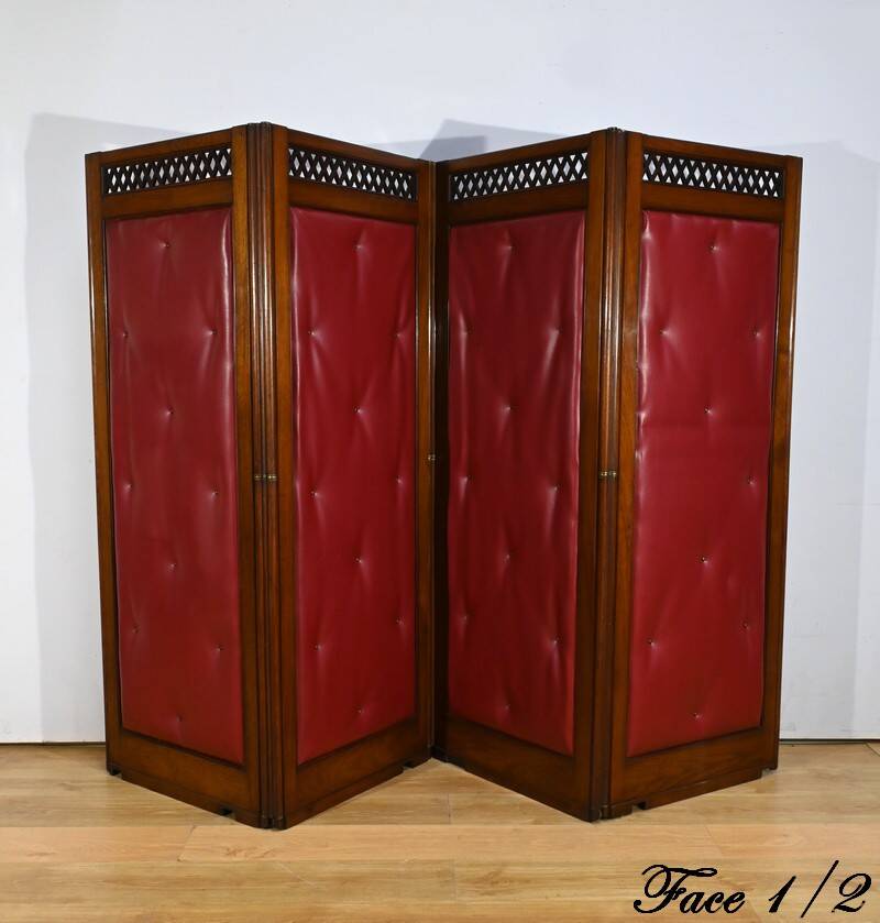 Four-Panel Mahogany Screen – First Part 20th Century