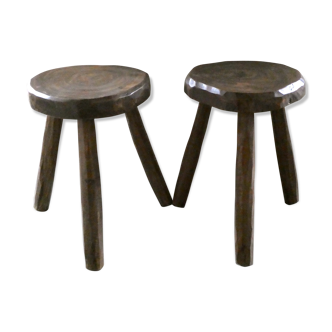 Pair of tripods stools wooden