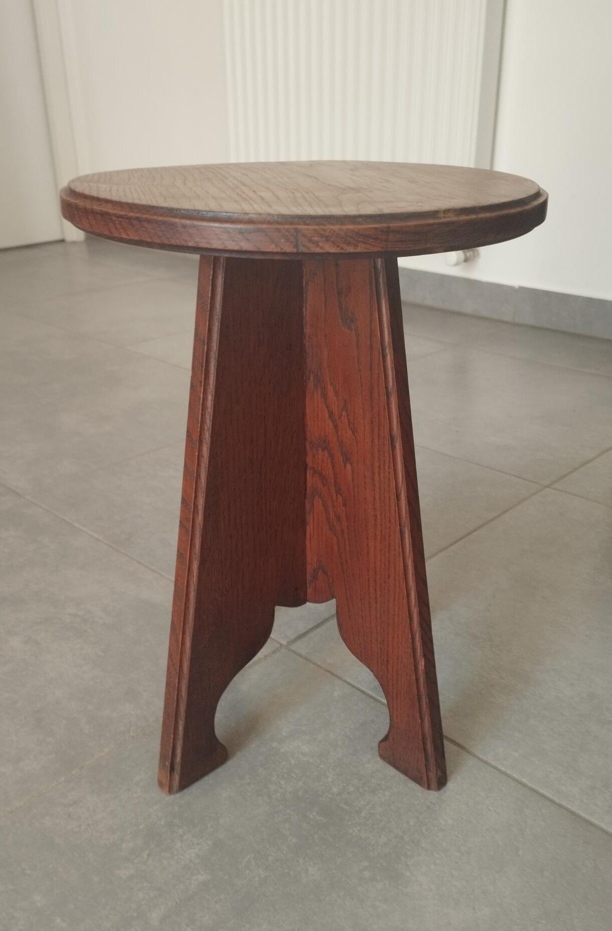 Antique oak stool, folk art