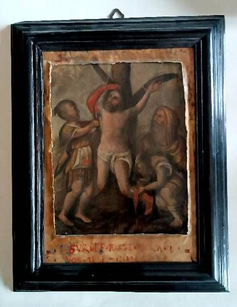 Antique painting on copper - 18th century - Martyrdom of Saint Bartholomew