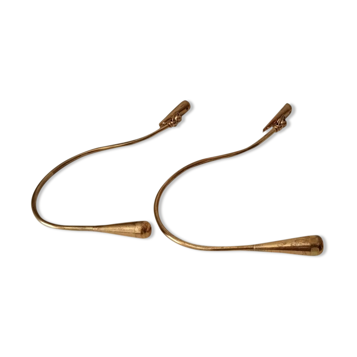 Paires de patères vintage en laiton massif doré