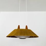 Raffia Bast and Teak Pendant Lamp from Temde