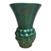 Large Saint-Clément vase model Ananas green – design by Blanche Letalle – vintage piece