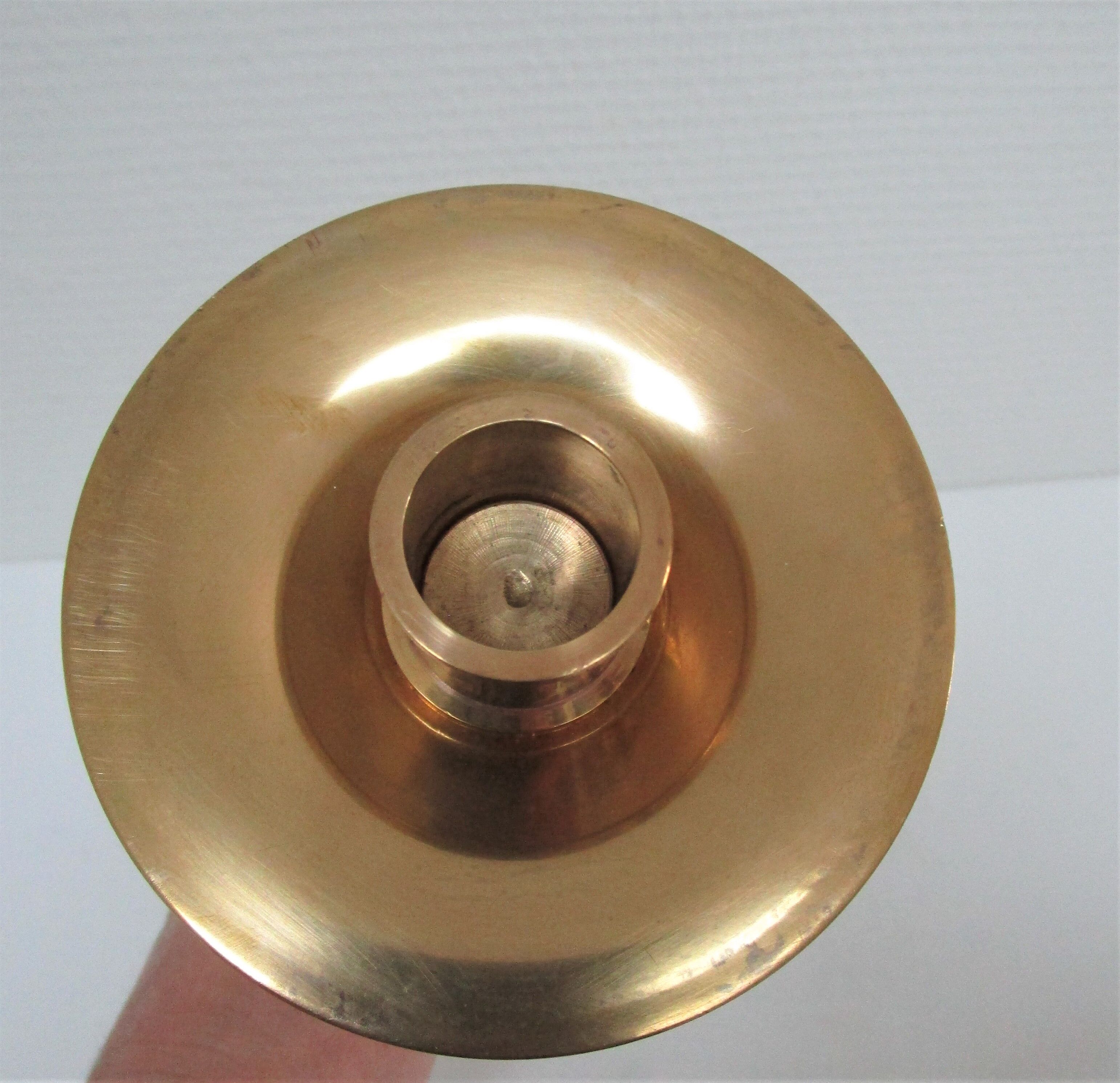 Pair of Scandinavian candlesticks brass vintage steel