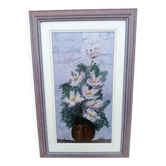 Bernard bedu bouquet of flowers oil on wood / oil on wood 20th century flower bouquet