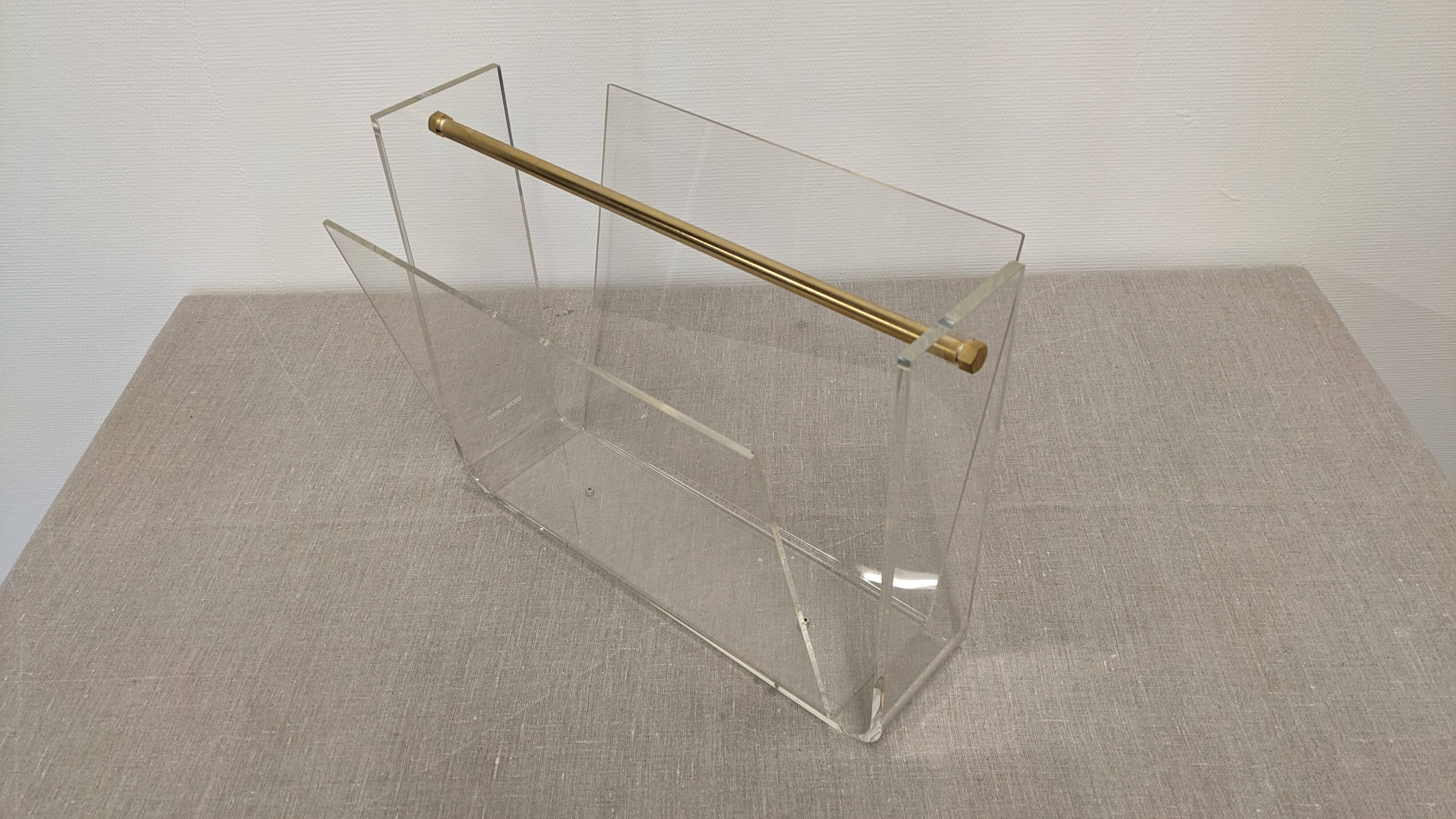 Acrylic magazine rack by David Lange, France circa 1970.