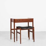 Midcentury Danish dressing table in teak by Dyrlund with ottoman by Spøttrup 1960s
