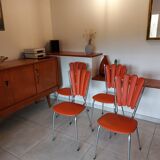 4 orange petal chairs, vintage