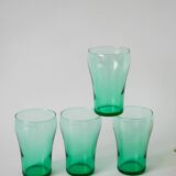 Lot de 4 verres en verre vert 1970