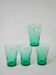 Set of 4 green glass glasses 1970