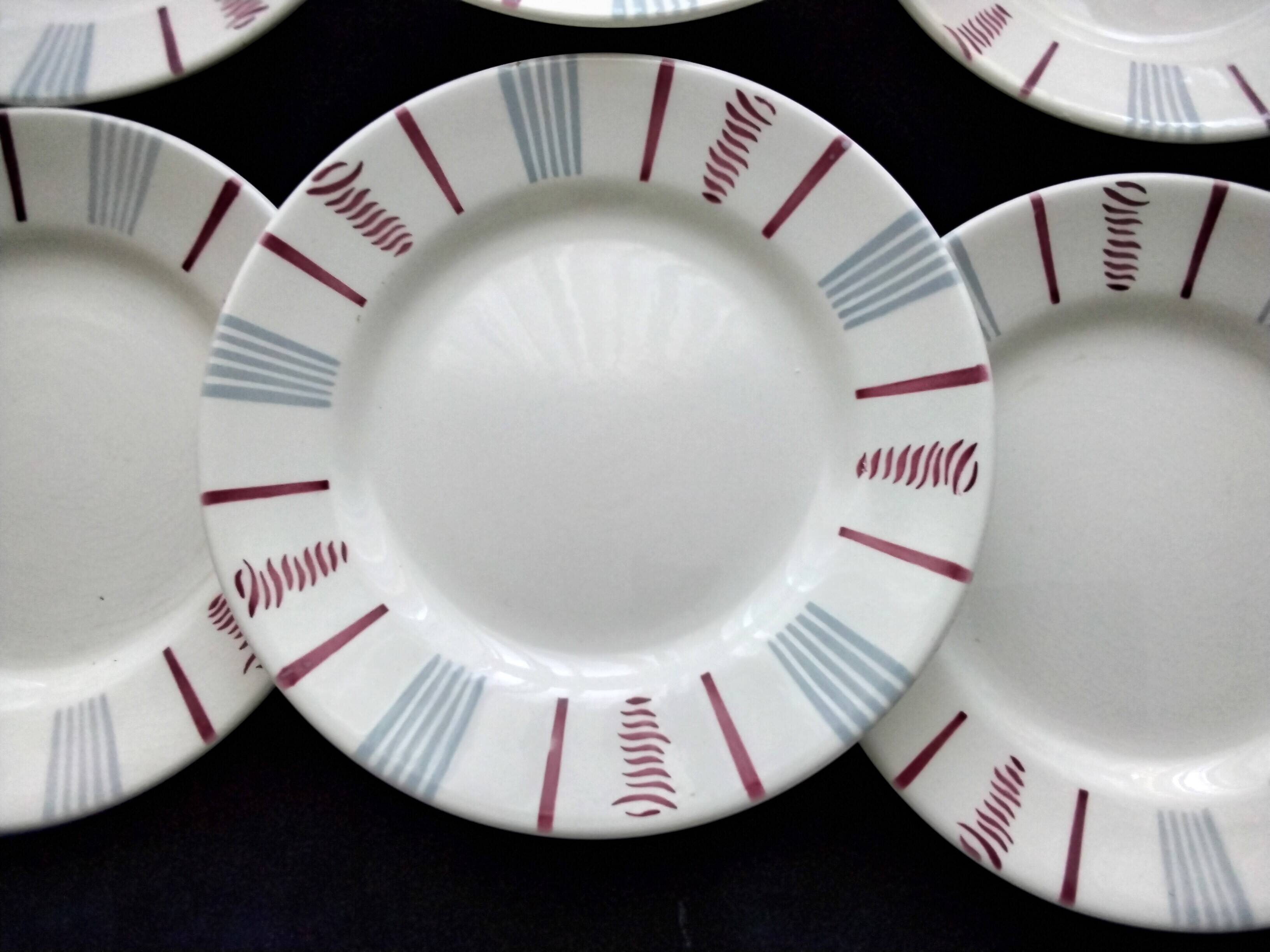 6 Sarreguemines earthenware dessert plates Neuilly model