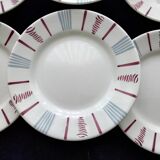 6 Sarreguemines earthenware dessert plates Neuilly model