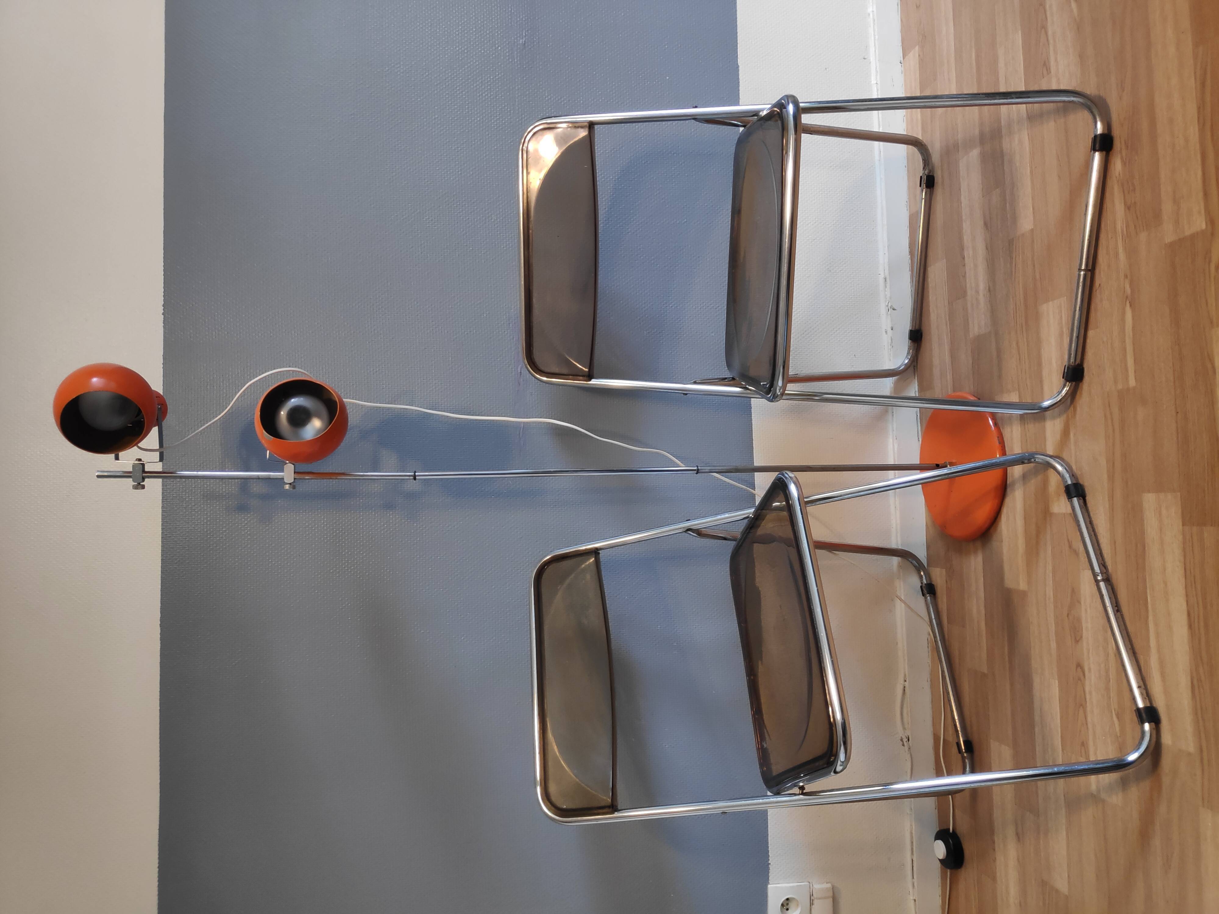 Plexi folding chairs smoked brown and chrome metal structure