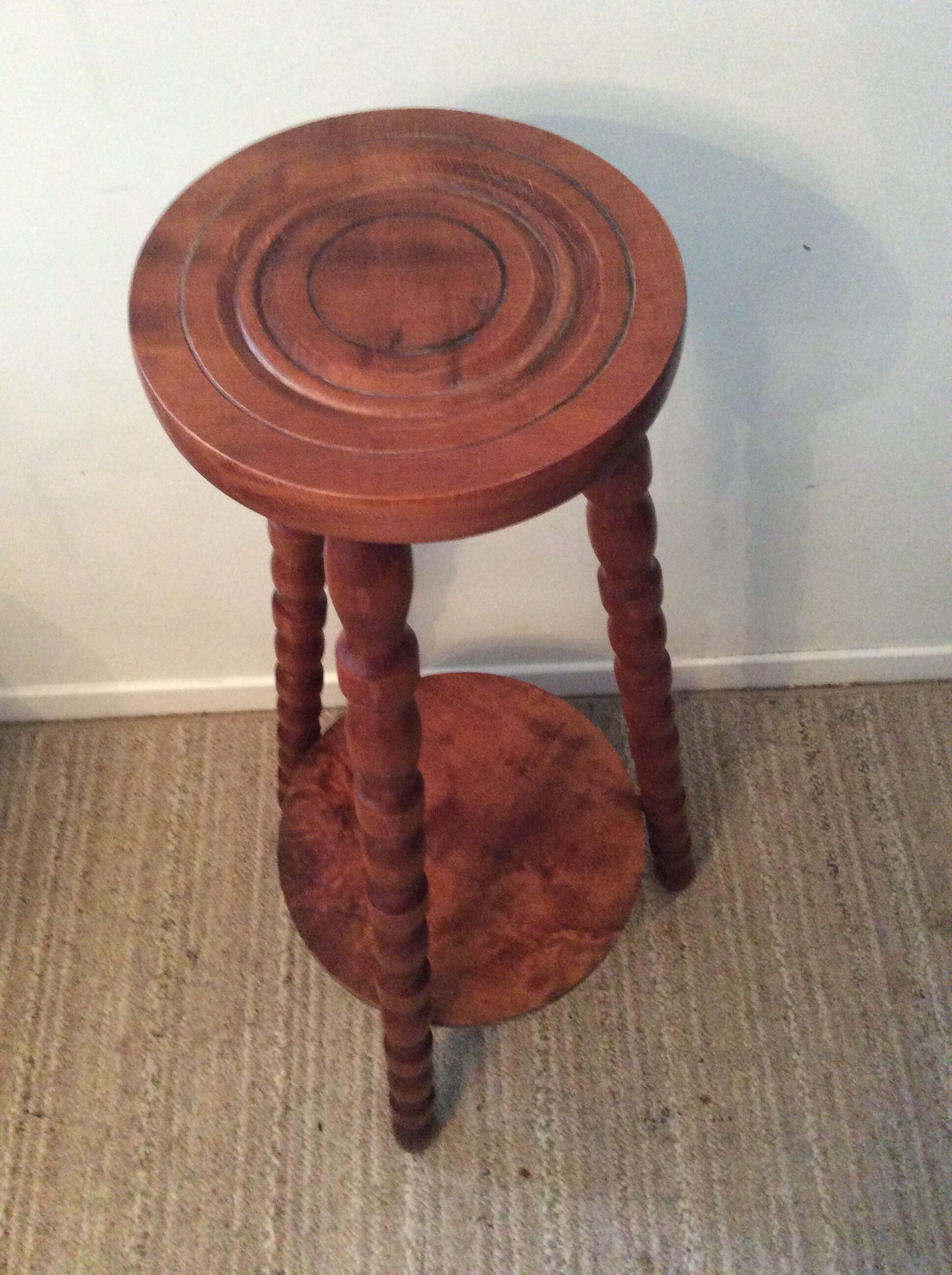 Scandinavian plant holder in solid wood turned from the 60s and 70s